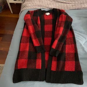 Long flannel cardigan